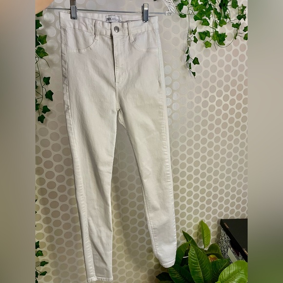 ZARA DENIM SKINNY HIGH WAIST WHITE Pant Woman, stretchy, SIZE 2 - Picture 15 of 16